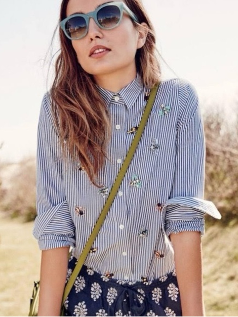 J. Crew Blue and White Striped Cotton Button-Up Shirt - Picture 1 of 7